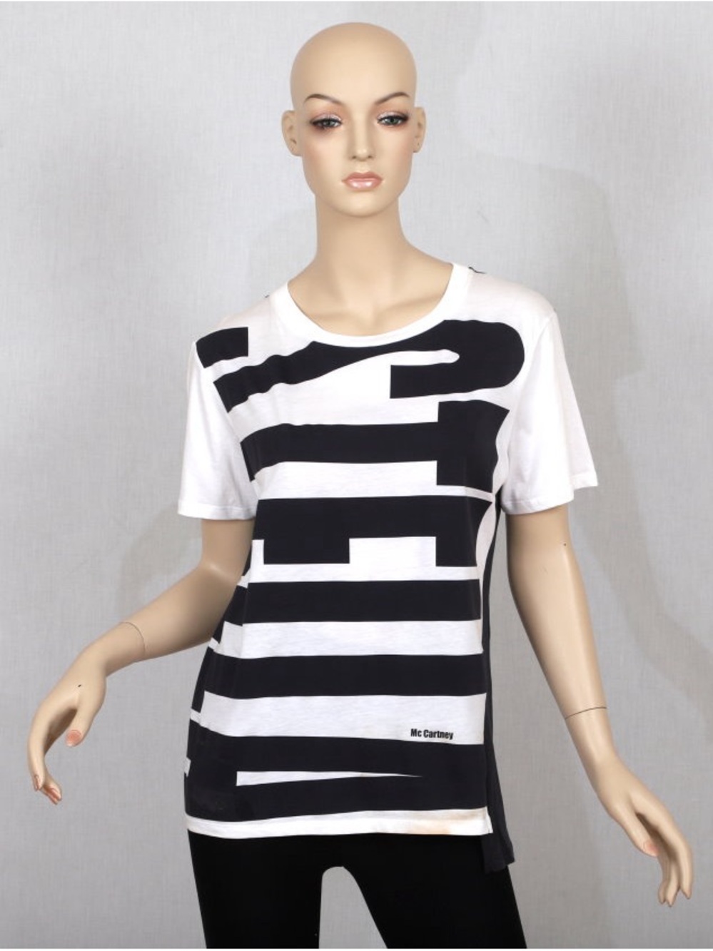 Stella McCartney White and Blue Bold Graphic Stripe Tee 42/6